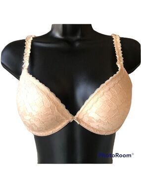 AERIE Nude Lace Overlay Push up Bra 32D